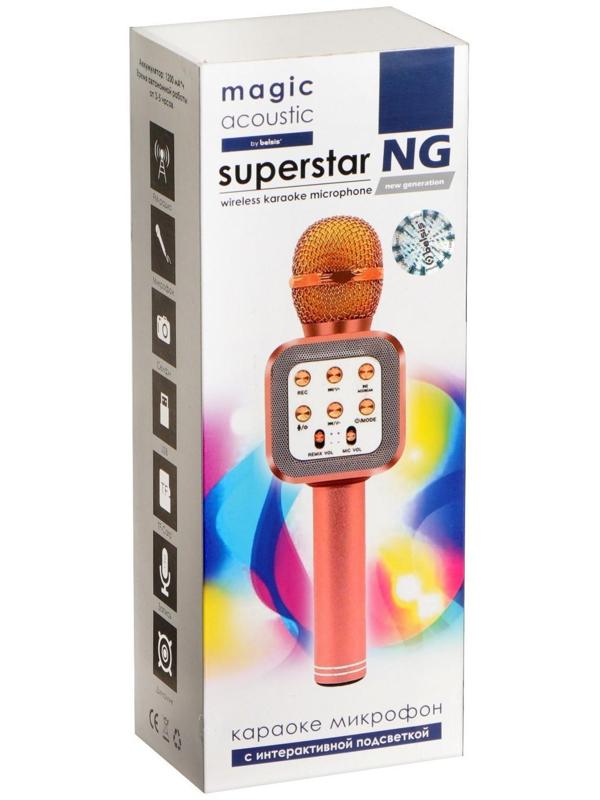 Микрофон для караоке Belsis MA3002BK, 3 Вт, 1200 мАч, Bluetooth, FM, microSD, красный