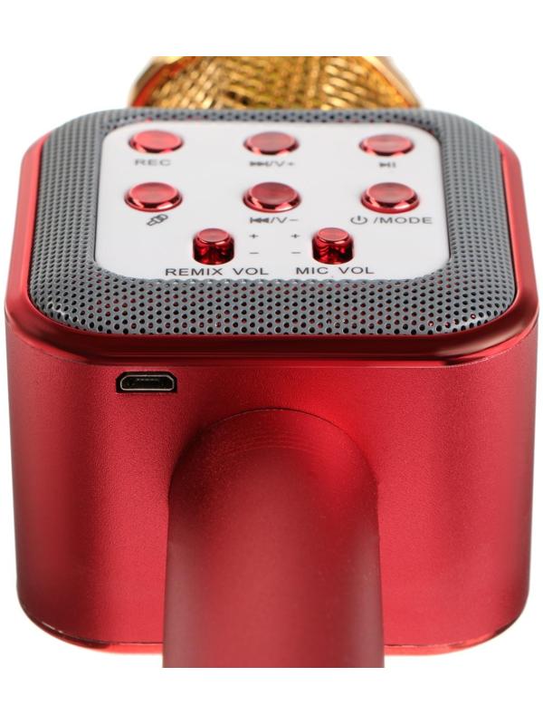 Микрофон для караоке Belsis MA3002BK, 3 Вт, 1200 мАч, Bluetooth, FM, microSD, красный