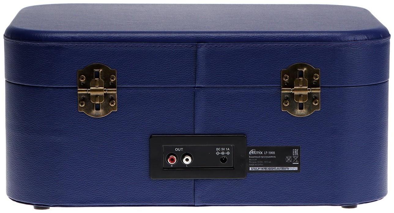 Проигрыватель виниловых дисков Ritmix LP-190B, 6 Вт, RCA, Jack 3.5, BT, синий