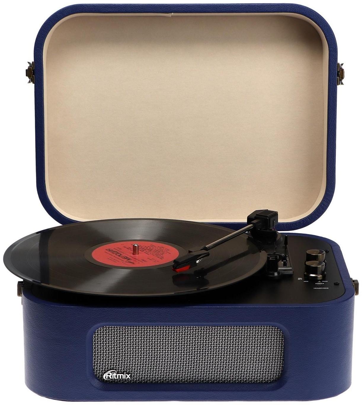Проигрыватель виниловых дисков Ritmix LP-190B, 6 Вт, RCA, Jack 3.5, BT, синий