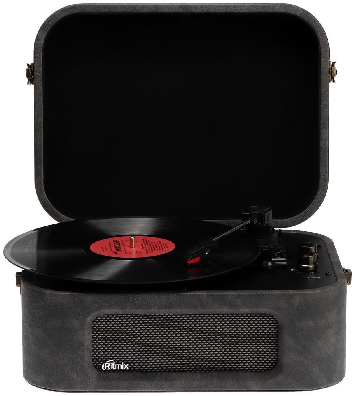 Проигрыватель виниловых дисков Ritmix LP-190B, 6 Вт, RCA, Jack 3.5, BT, серый