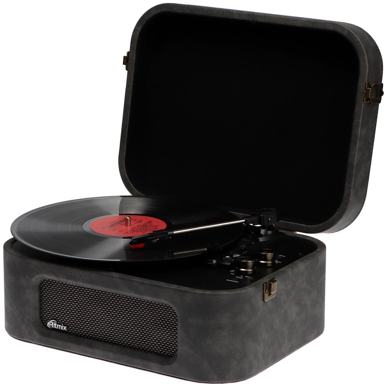 Проигрыватель виниловых дисков Ritmix LP-190B, 6 Вт, RCA, Jack 3.5, BT, серый