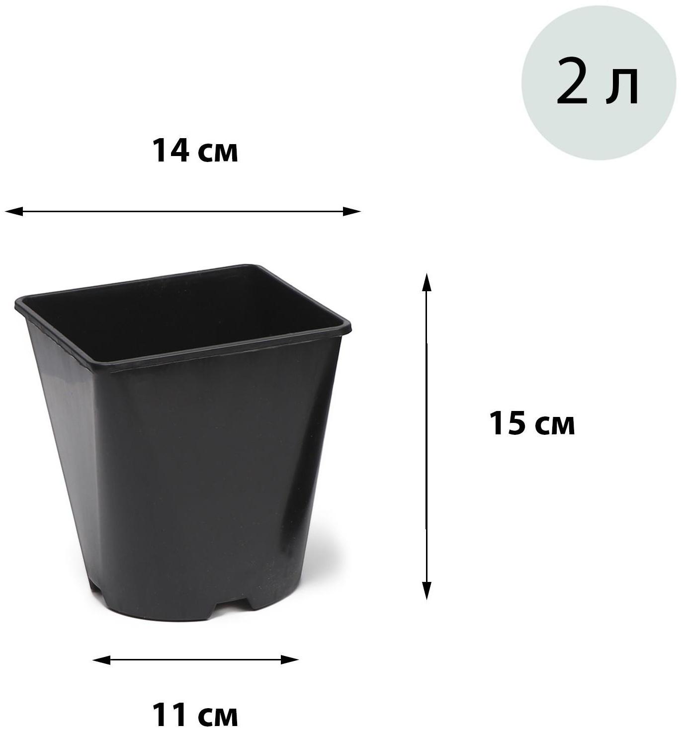 Горшок для рассады, 2 л, d = 14 см, h = 15 см, чёрный, Greengo