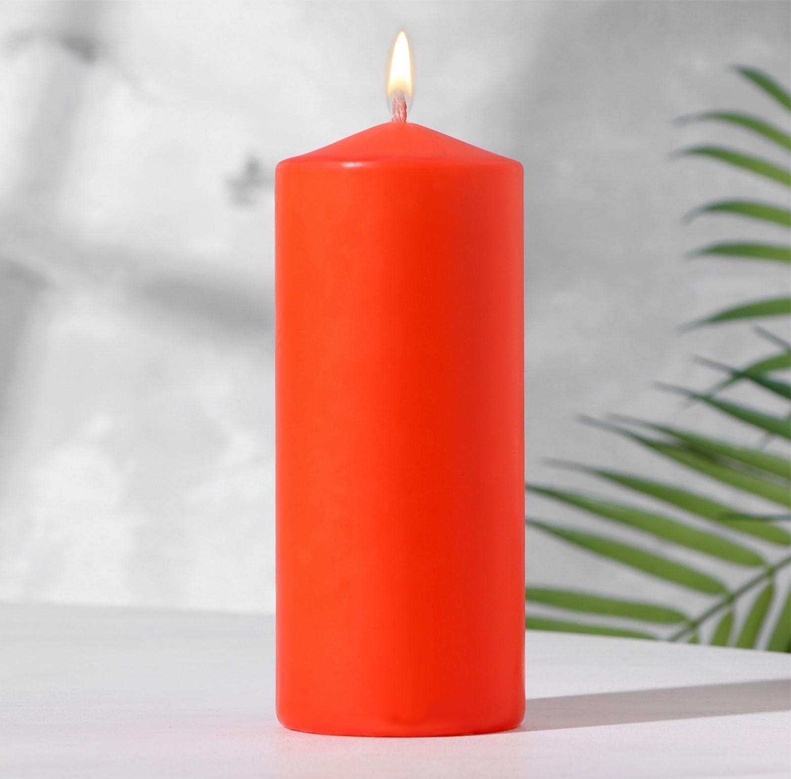 Свеча-цилиндр, 6х14 см, 350 г, 19 ч, красный