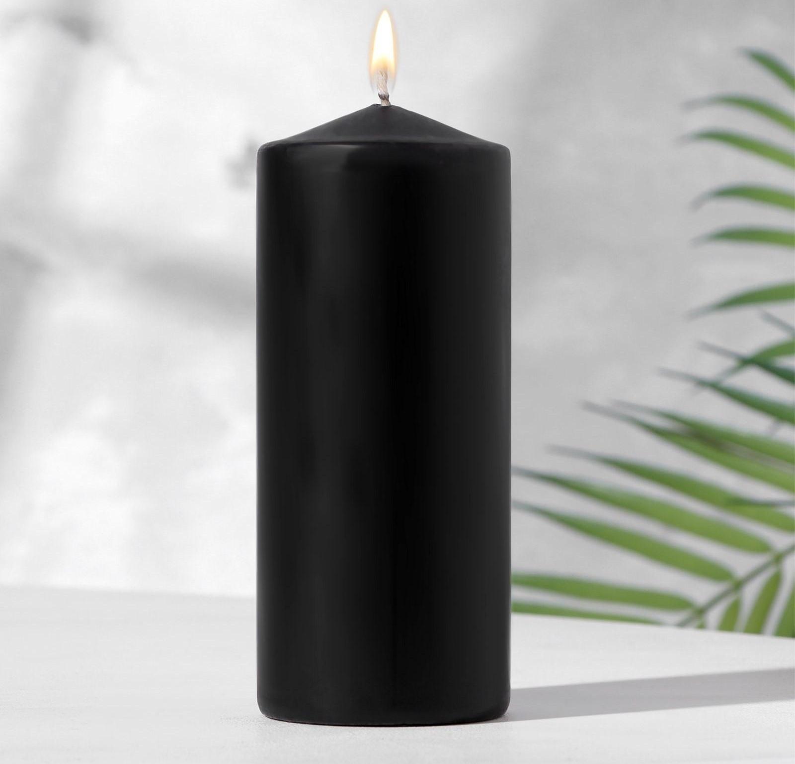 Свеча-цилиндр, 6х14 см, 350 г, 19 ч, чёрный