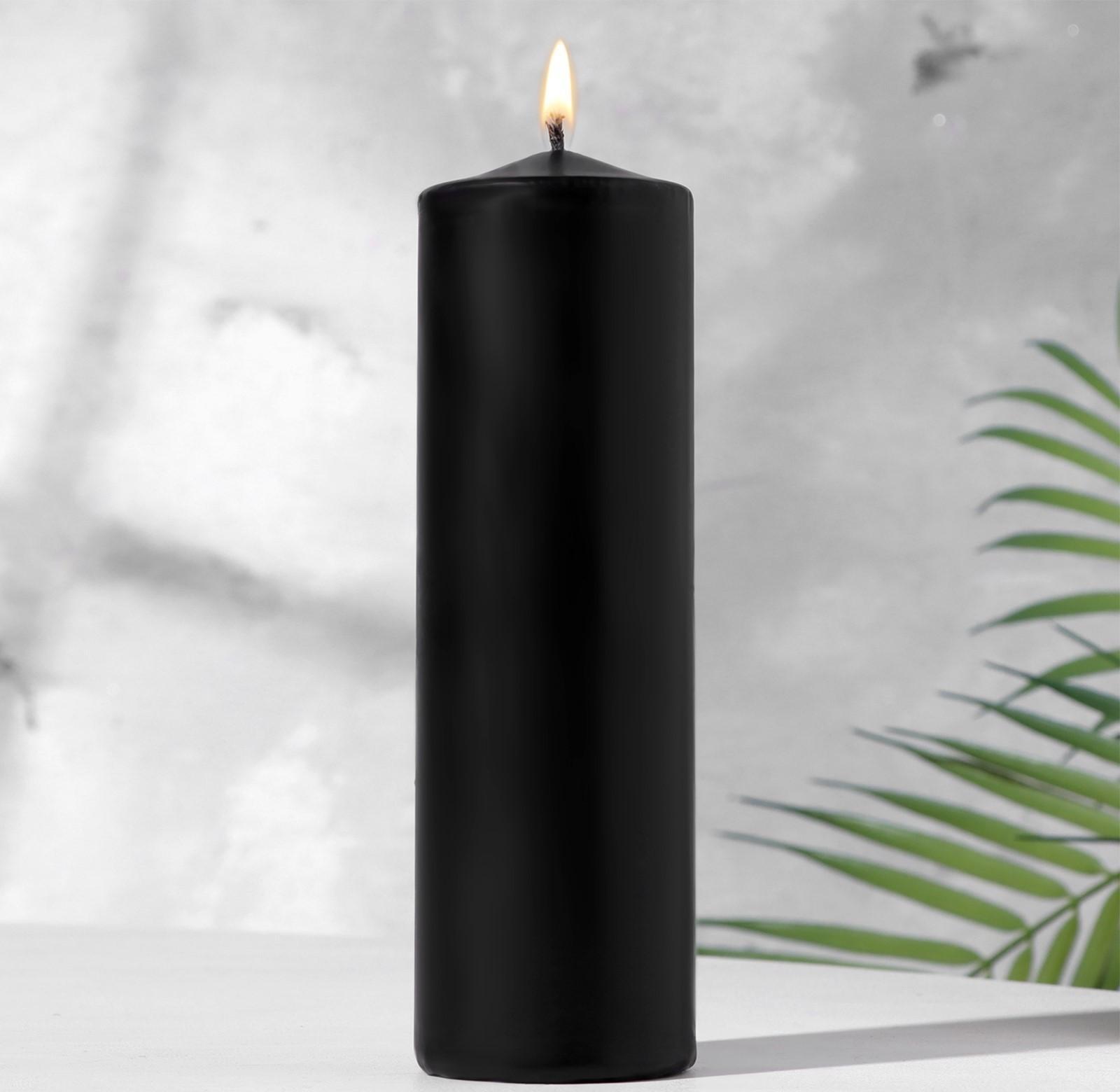 Свеча-цилиндр, 6х19 см, 425 г, 25 ч, чёрный