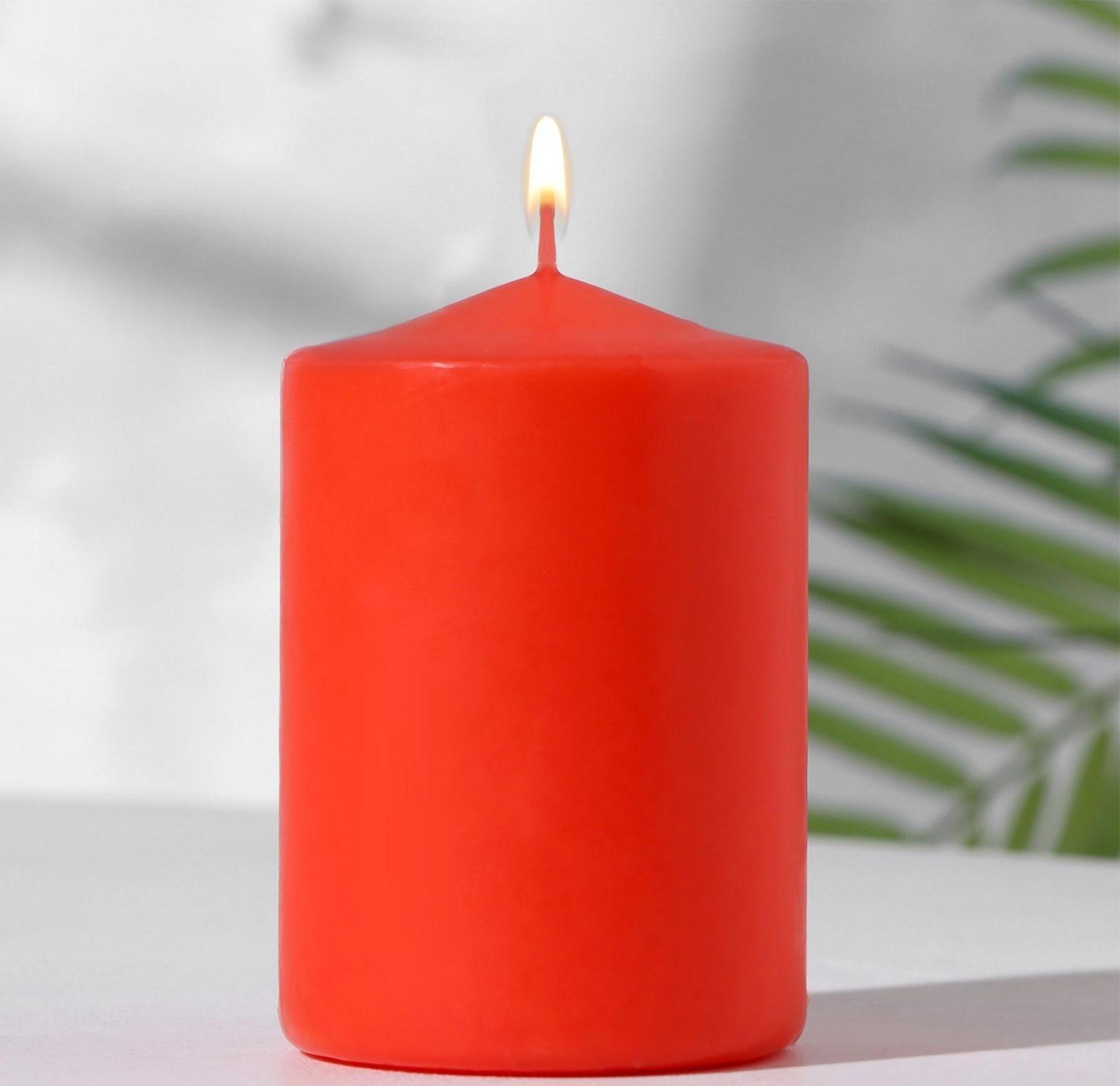 Свеча-цилиндр, 6х8,5 см, 180 г, 12 ч,  красный