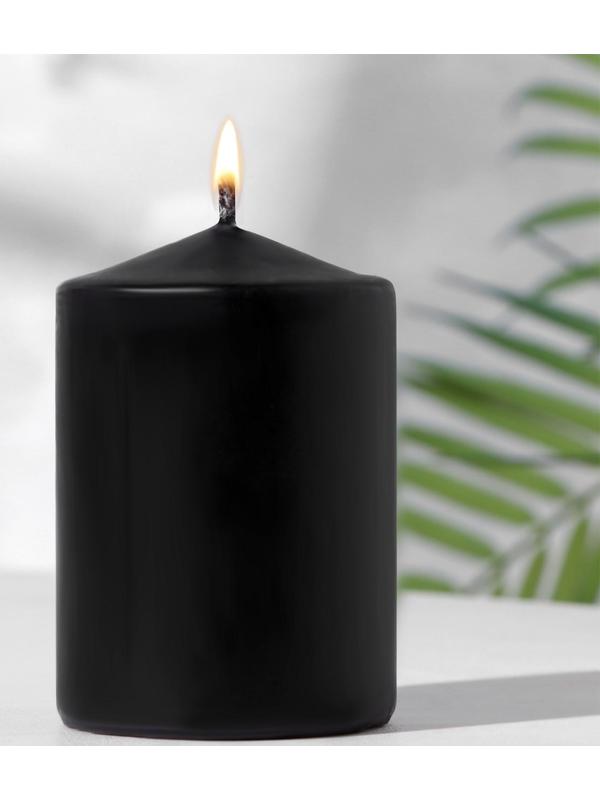 Свеча-цилиндр, 6х8,5 см, 180 г, 12 ч,  чёрный
