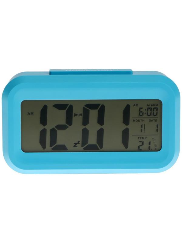 Часы HOMESTAR HS-0110, будильник, температура, подсветка, 3хААА, синие