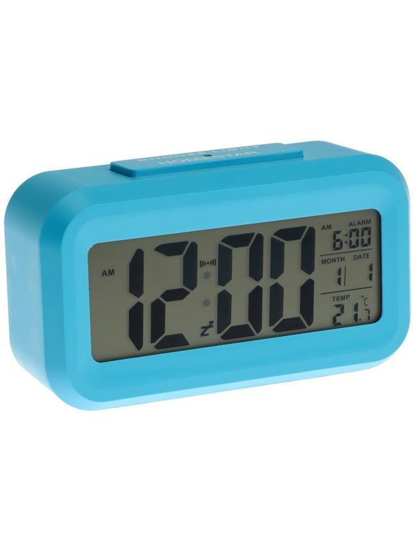 Часы HOMESTAR HS-0110, будильник, температура, подсветка, 3хААА, синие