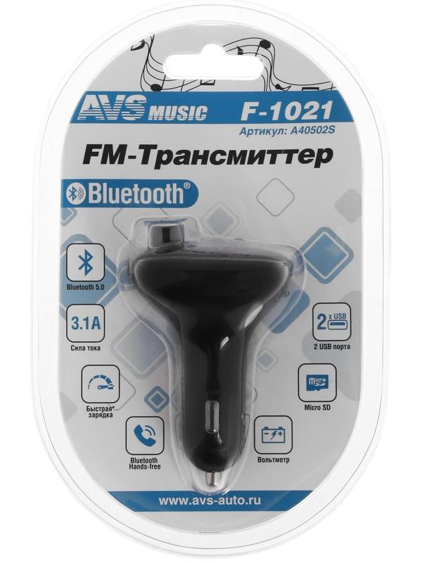 FM-трансмиттер AVS F-1021 LED-дисплей/2 x USB/MicroSD/Bluetooth/Hands-free