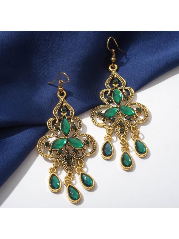 Серьги висячие со стразами 