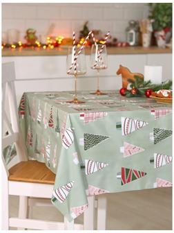 Скатерть новогодняя на стол «Ёлочки», 140×160 см, цвет зелёный