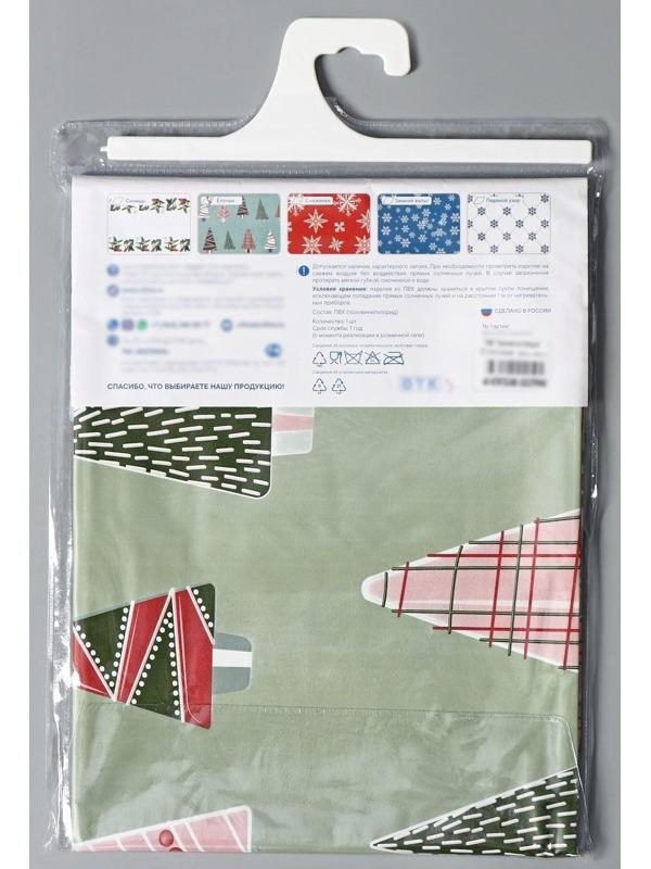 Скатерть новогодняя на стол «Ёлочки», 140×160 см, цвет зелёный