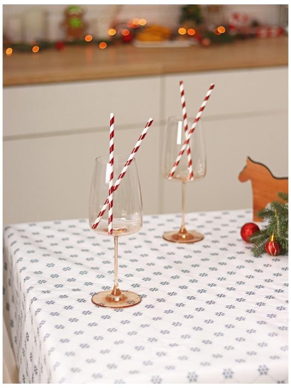 Скатерть новогодняя на стол «Ледяной узор», 140×160 см, цвет белый