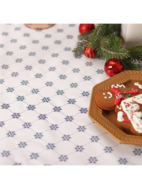 Скатерть новогодняя на стол «Ледяной узор», 140×160 см, цвет белый