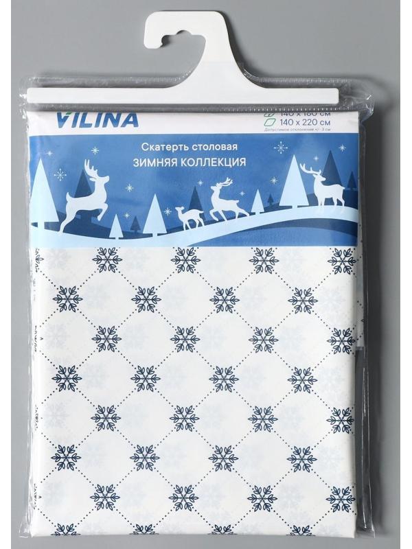 Скатерть новогодняя на стол «Ледяной узор», 140×160 см, цвет белый