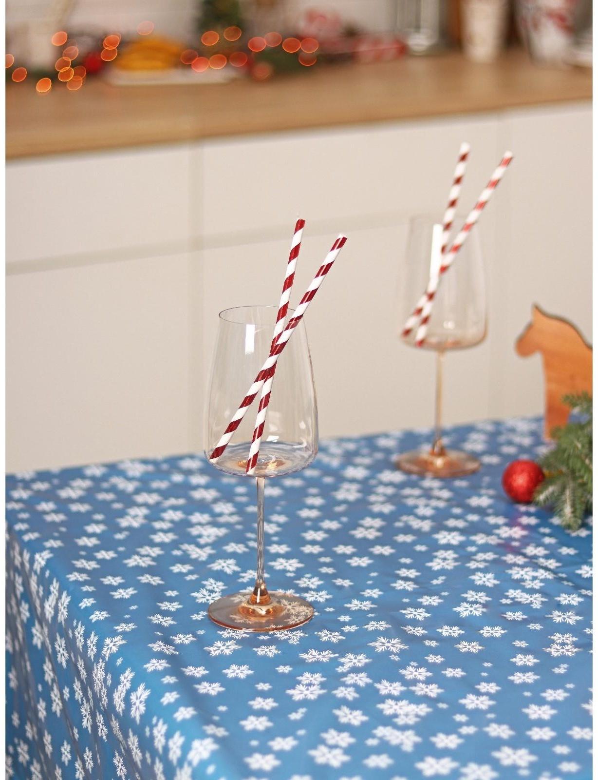 Скатерть новогодняя на стол «Зимний вальс», 140×160 см, цвет синий