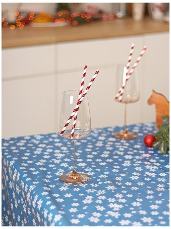 Скатерть новогодняя на стол «Зимний вальс», 140×160 см, цвет синий