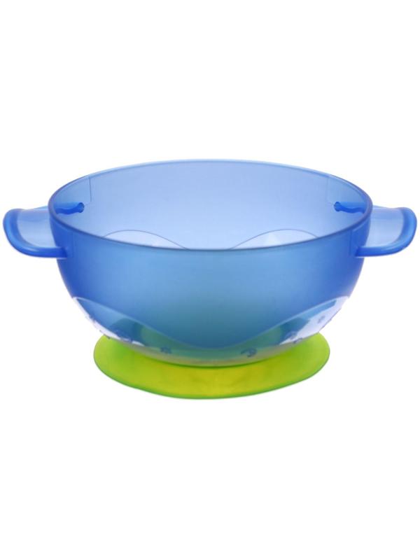 Набор для кормления: миска на присоске с крышкой, ложка, цвет голубой