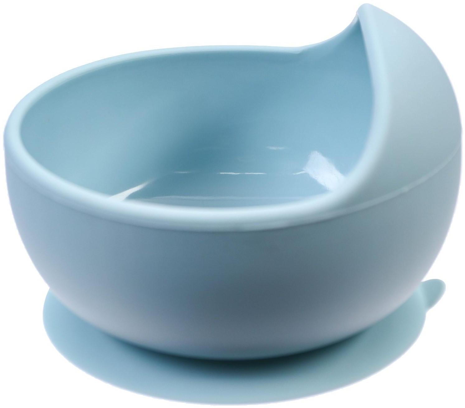 Набор для кормления: миска, вилка, ложка, цвет голубой