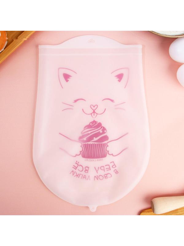 Мешок для замешивания теста «Котик», силикон, 31 х 21 см