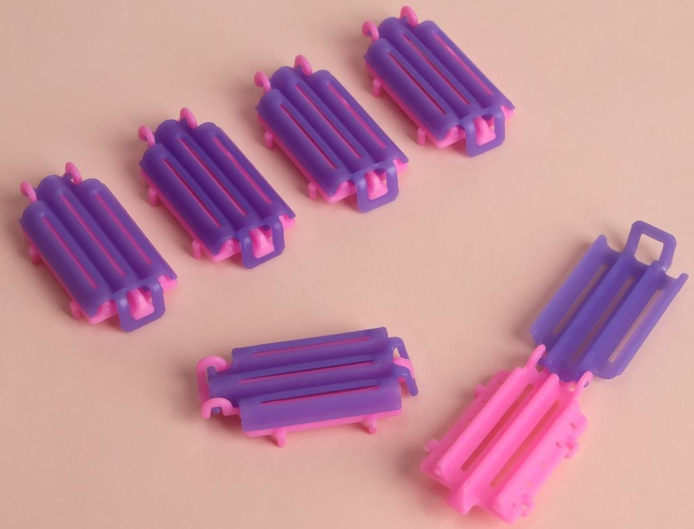 Бигуди для прикорневого объема, 5,7 × 3 × 1 см, 6 шт, цвет розовый/фиолетовый