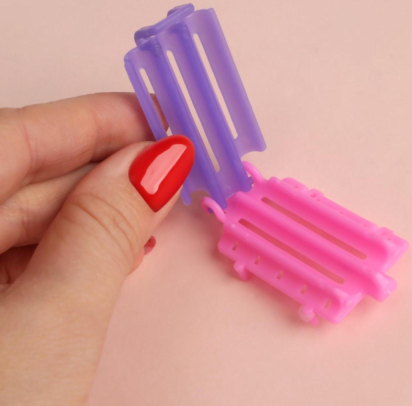 Бигуди для прикорневого объема, 5,7 × 3 × 1 см, 6 шт, цвет розовый/фиолетовый