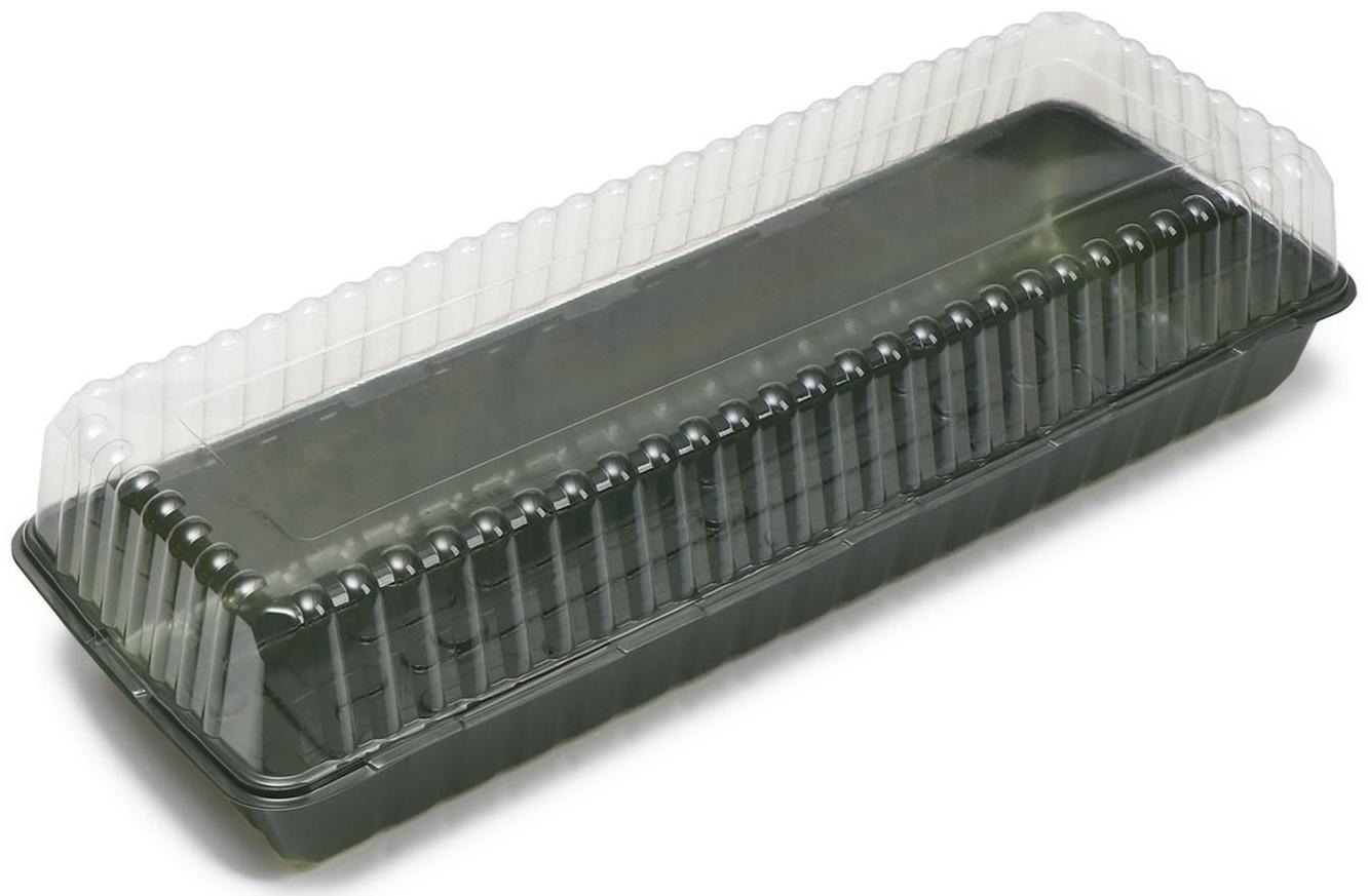 Мини-парник для рассады, 58 × 21 × 12 см, без вставок, тёмно-зелёный