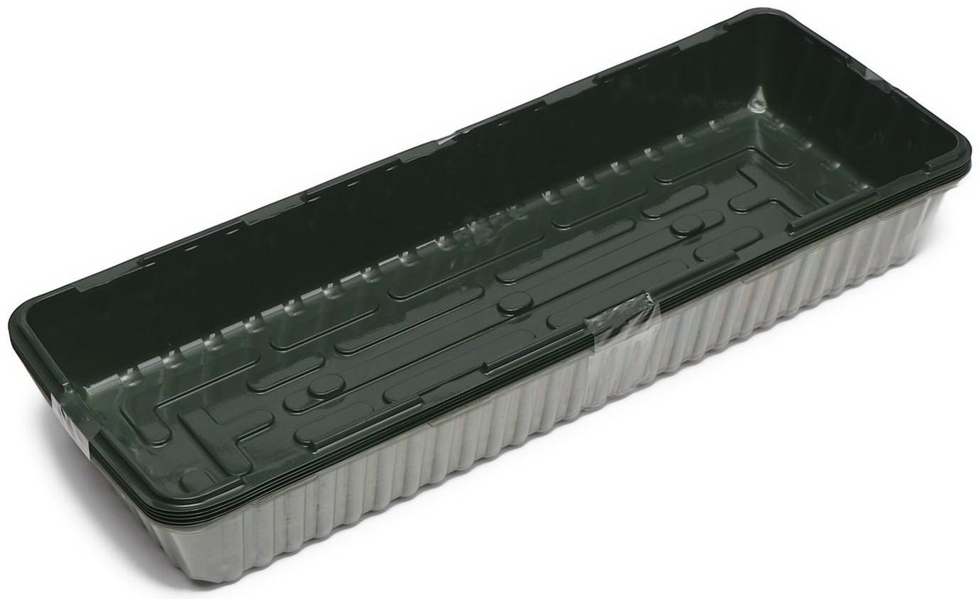 Мини-парник для рассады, 58 × 21 × 12 см, без вставок, тёмно-зелёный