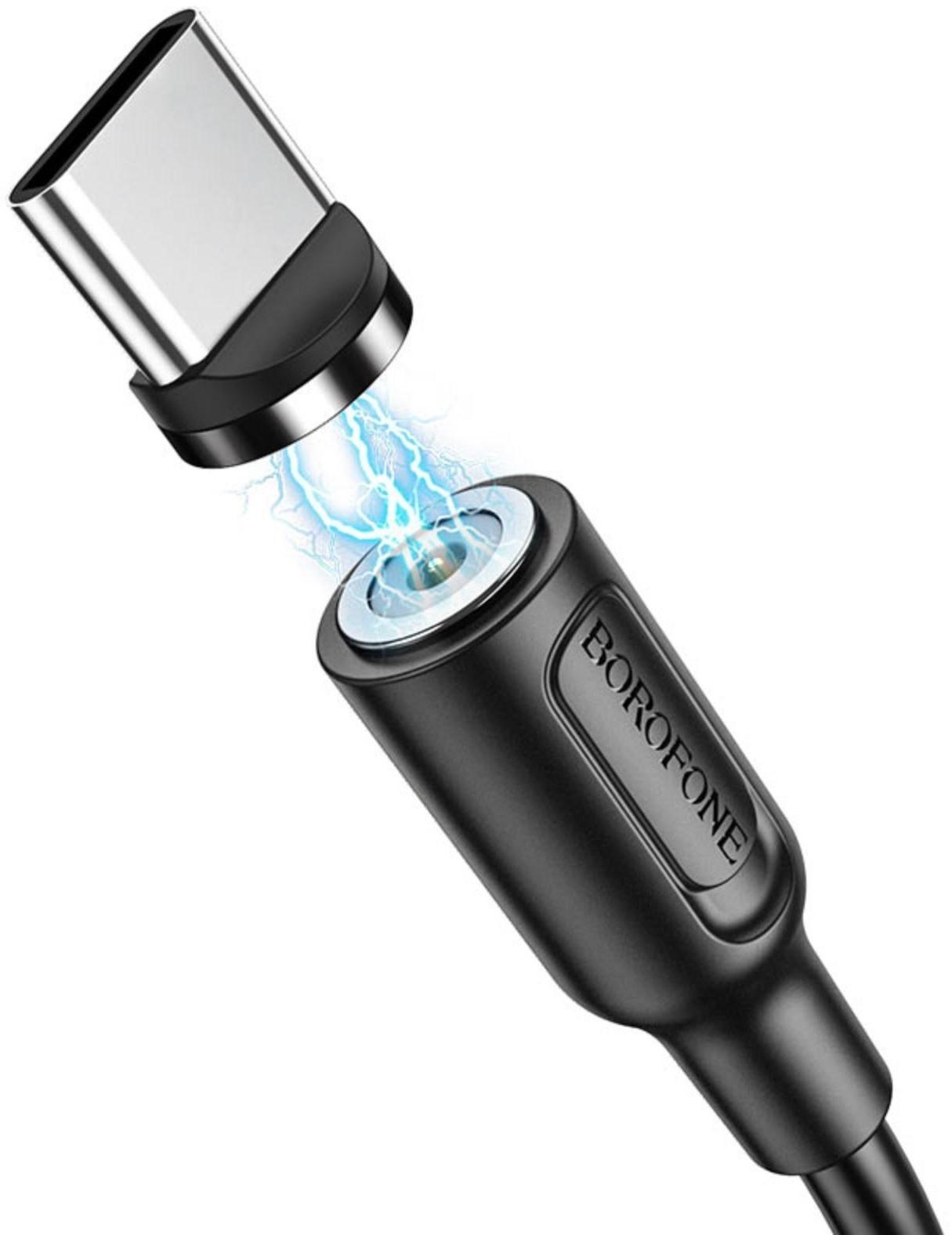 Кабель Borofone BX41, Type-C - USB, магнитный, 2.4 А, 1 м, PVC оплётка, чёрный