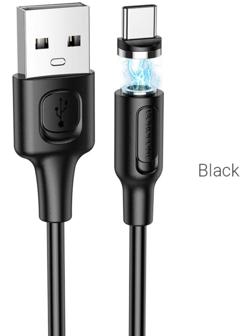 Кабель Borofone BX41, Type-C - USB, магнитный, 2.4 А, 1 м, PVC оплётка, чёрный