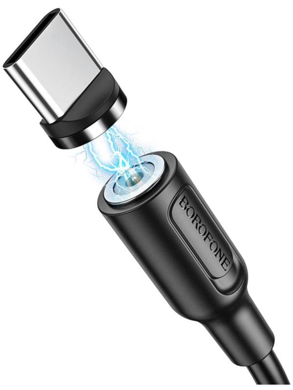 Кабель Borofone BX41, Type-C - USB, магнитный, 2.4 А, 1 м, PVC оплётка, чёрный