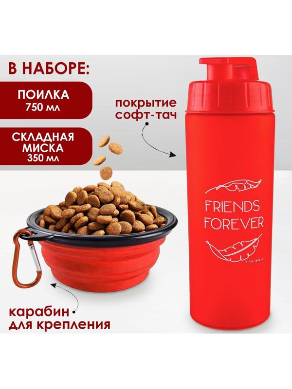 Набор поилка и силиконовая миска «‎Друзья навсегда»‎