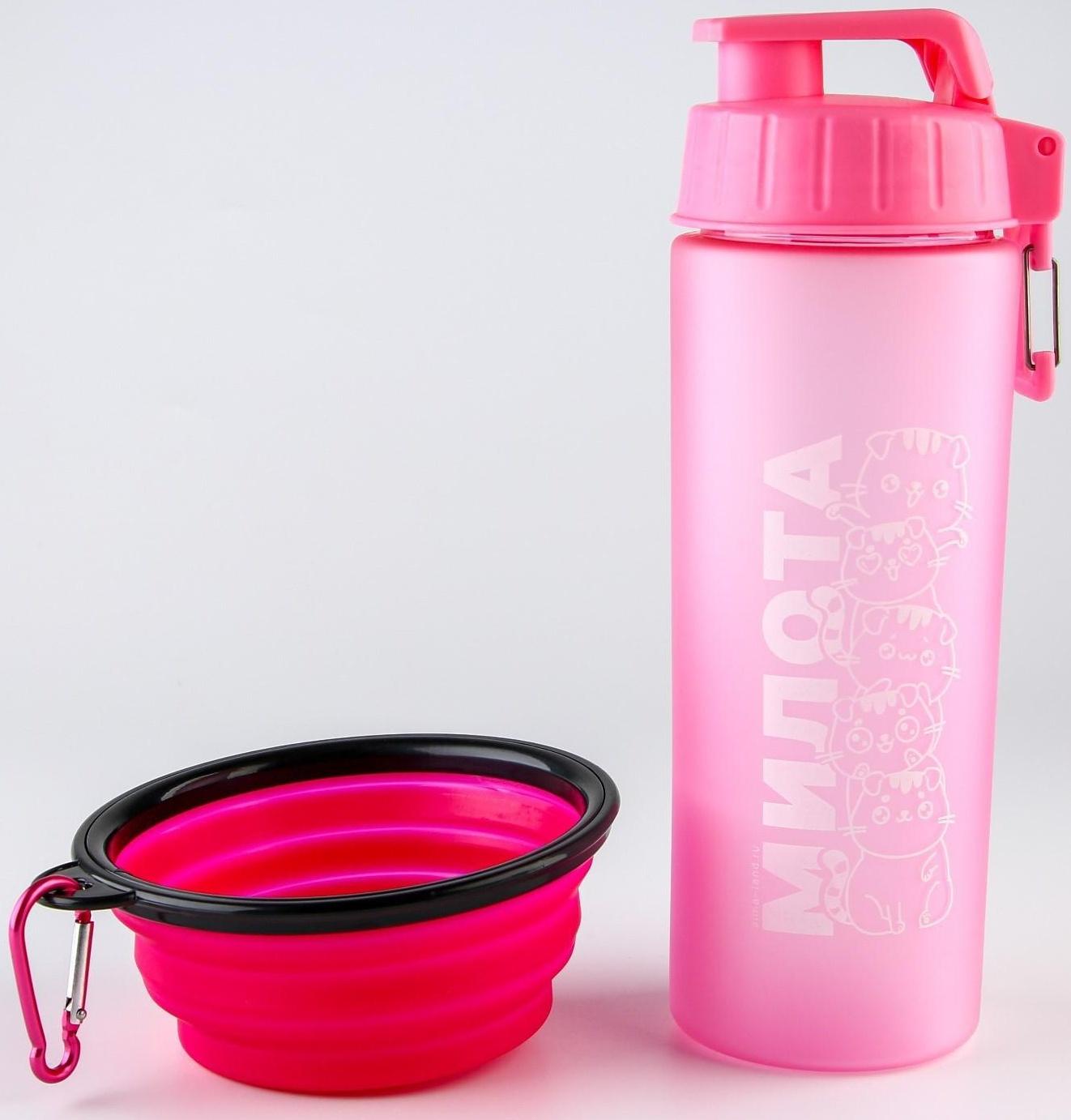 Набор поилка и силиконовая миска «‎Котики»‎