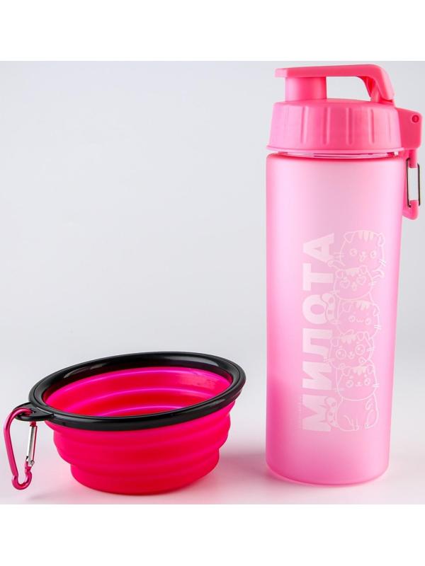 Набор поилка и силиконовая миска «‎Котики»‎