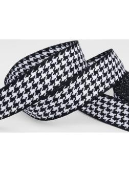 Лента декоративная «Гусиная лапка», 25 мм, 9 ± 0,5 м, цвет чёрный/белый №002