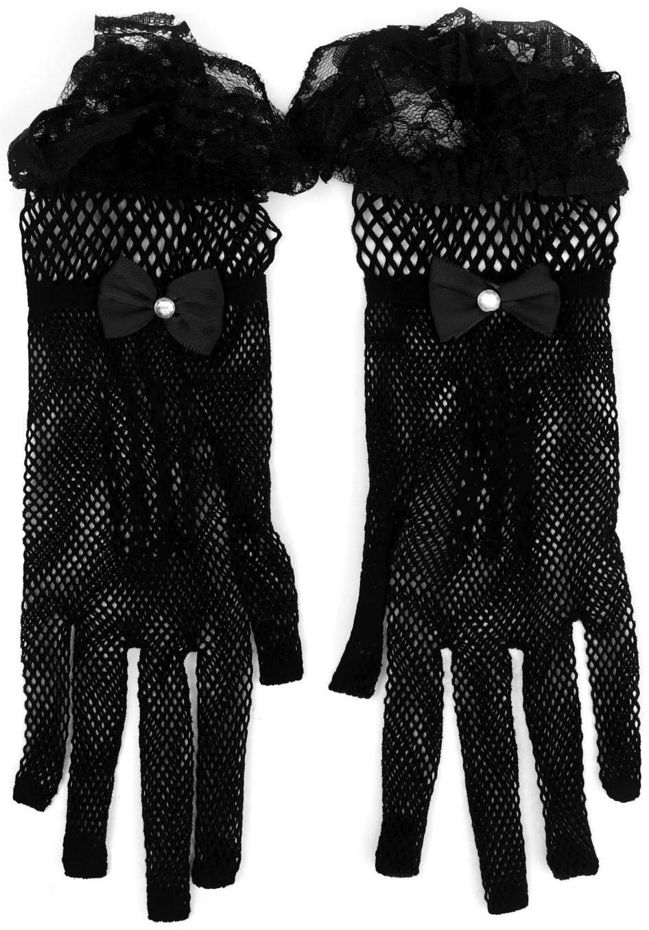 Карнавальные перчатки, цвет черный, короткие