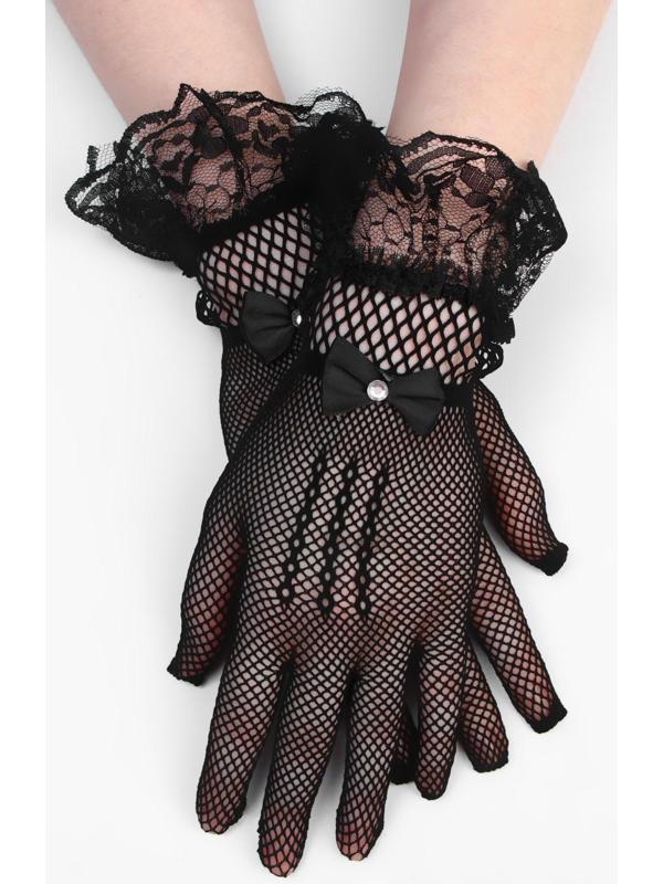 Карнавальные перчатки, цвет черный, короткие