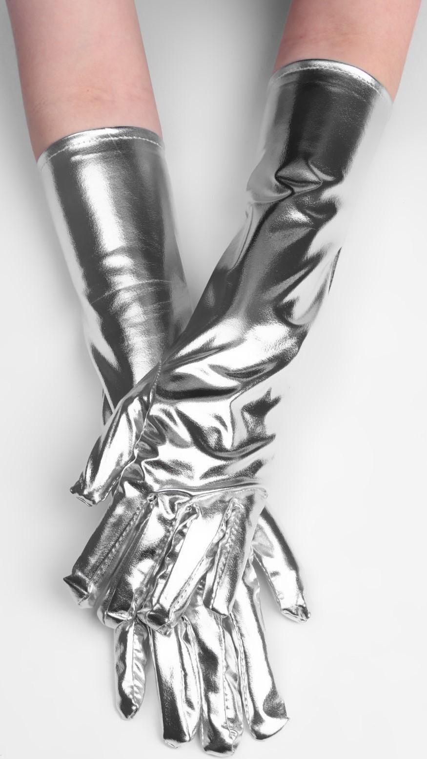 Карнавальные перчатки, цвет серебро