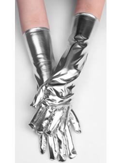 Карнавальные перчатки, цвет серебро