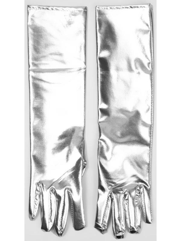 Карнавальные перчатки, цвет серебро
