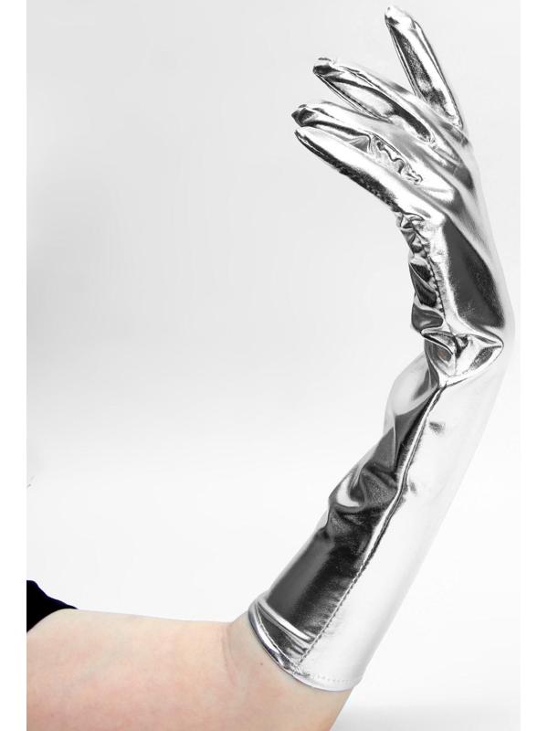 Карнавальные перчатки, цвет серебро