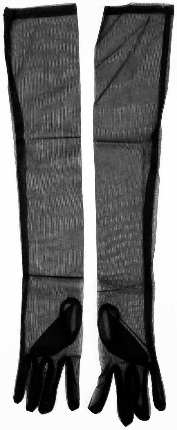 Карнавальные перчатки, цвет черный, прозрачные, длинные