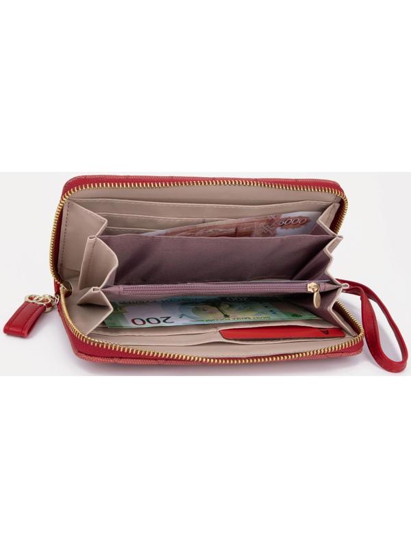 Кошелёк на молнии, цвет красный