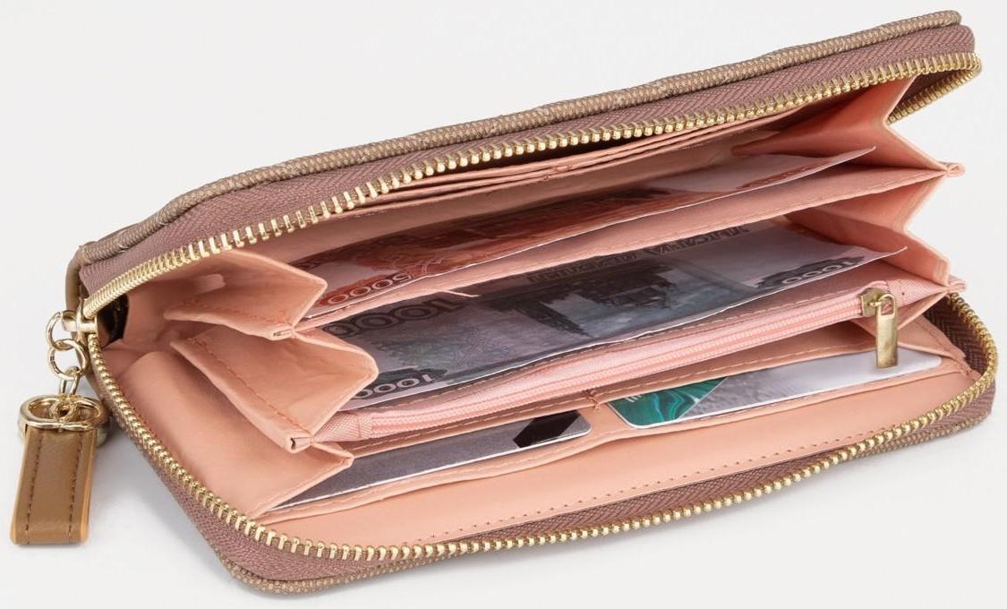 Кошелёк на молнии, цвет бежевый