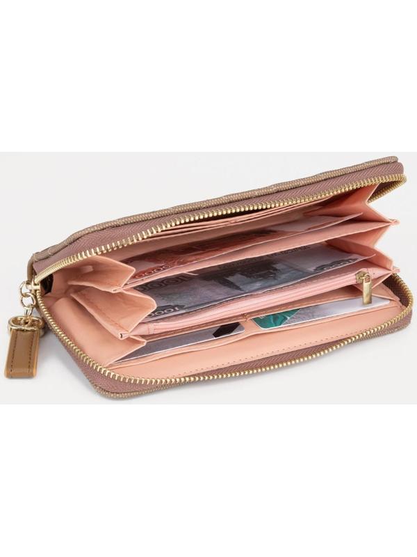 Кошелёк на молнии, цвет бежевый