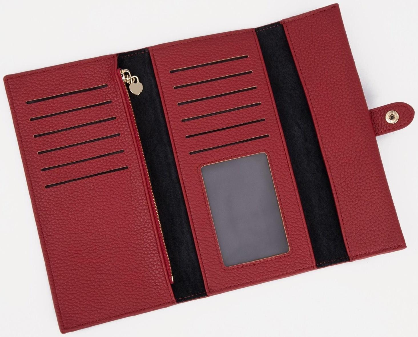 Кошелёк на кнопке, цвет красный