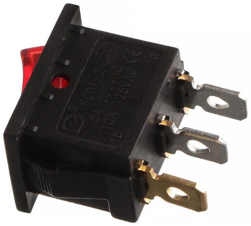 Переключатель красный с подсветкой, 12 В, 15 A, 3 контакта, размер Mini