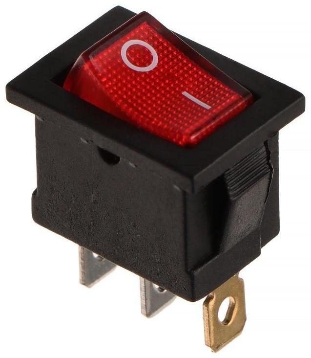 Переключатель красный с подсветкой, 12 В, 15 A, 3 контакта, размер Mini